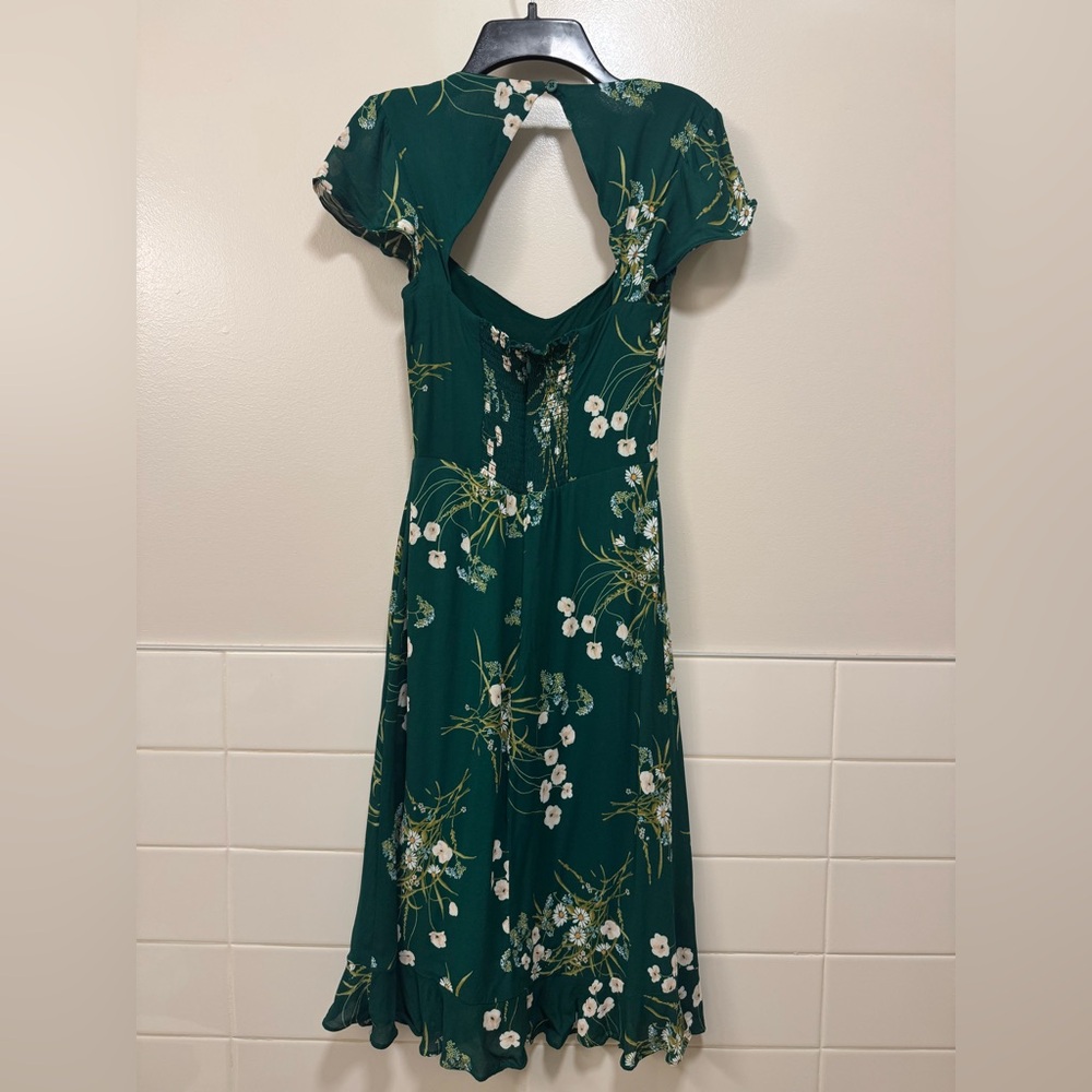 Reformation Rosi Midi Dress Buena Green Floral Print